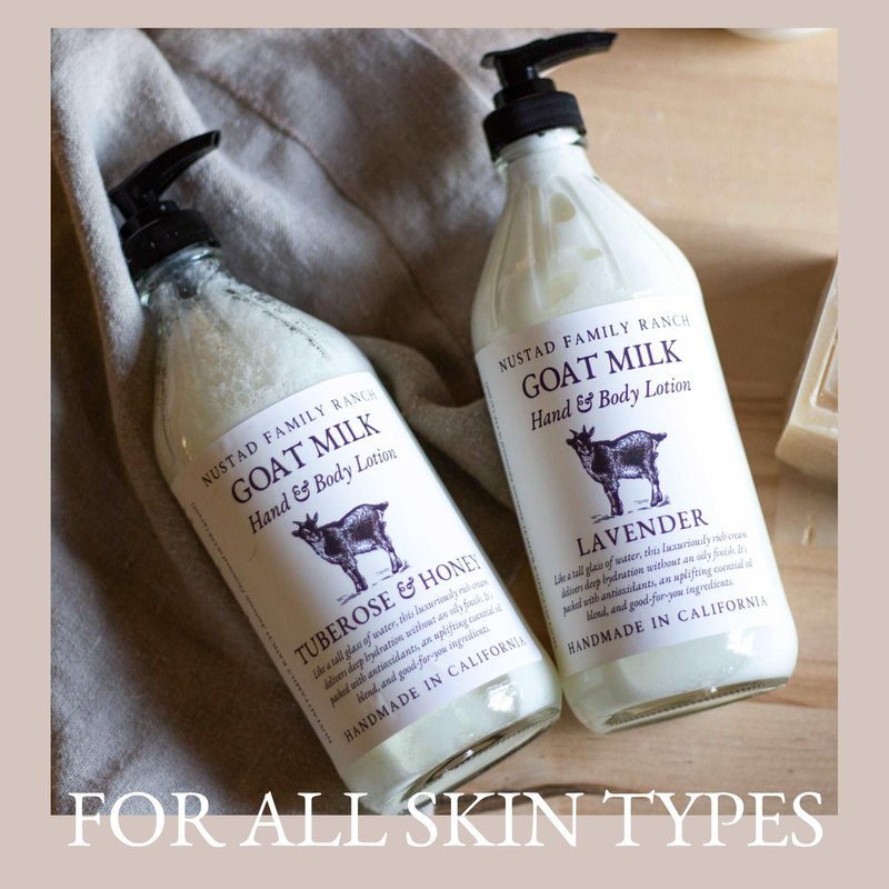 Nustad Family Ranch Goat Milk Lotion for Sensitive Skin – Non Greasy Lavender Body Lotion – Fast Absorbing Natural Moisturizer for Dry Skin – Handmade Body Cream 16 oz