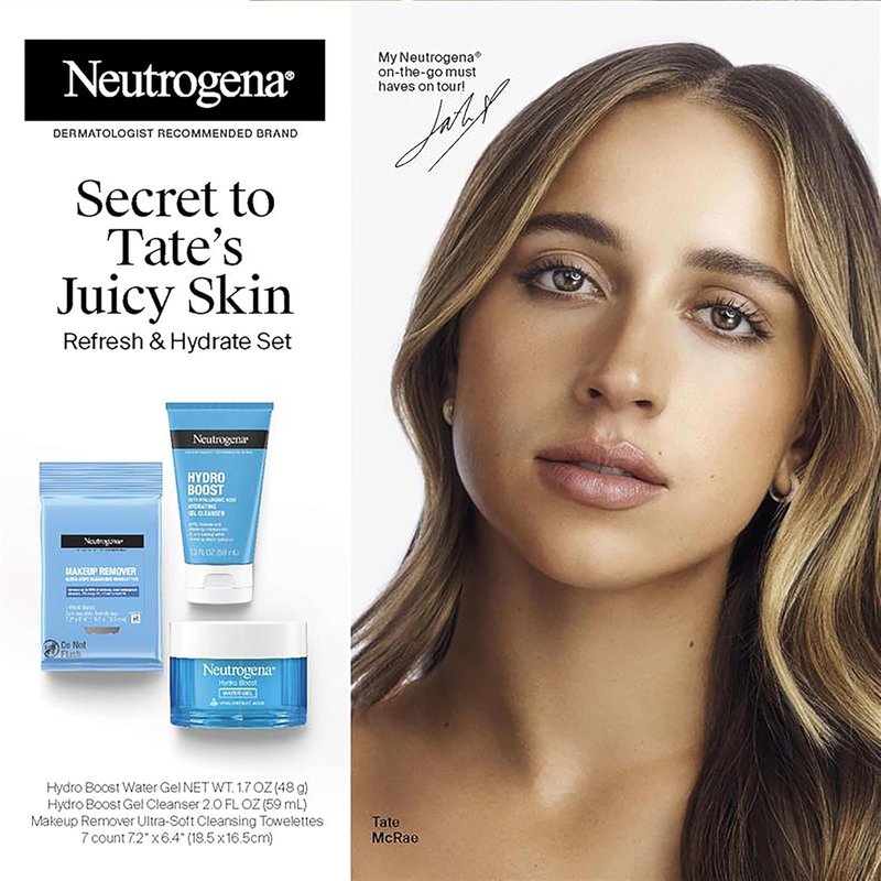 Neutrogena Refresh & Hydrate Skin Care Set - Travel Size Gift Set with Makeup Remover Wipes & Gel Cleanser