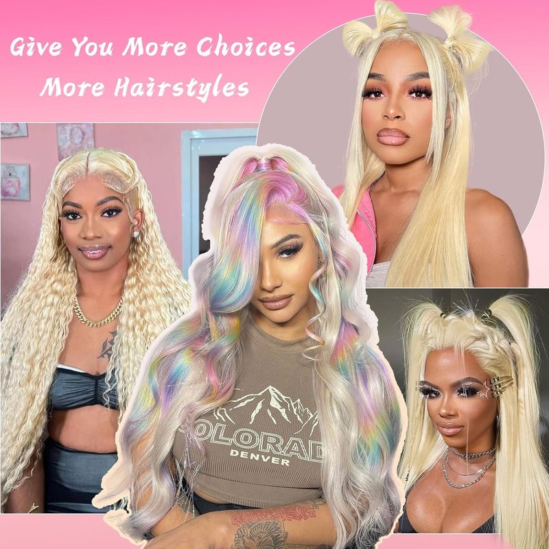 Skiennix 32-Inch 613 Lace Front Wig - 200 Density Blonde Body Wave with HD Transparent Lace | Pre-Plucked 10A Quality