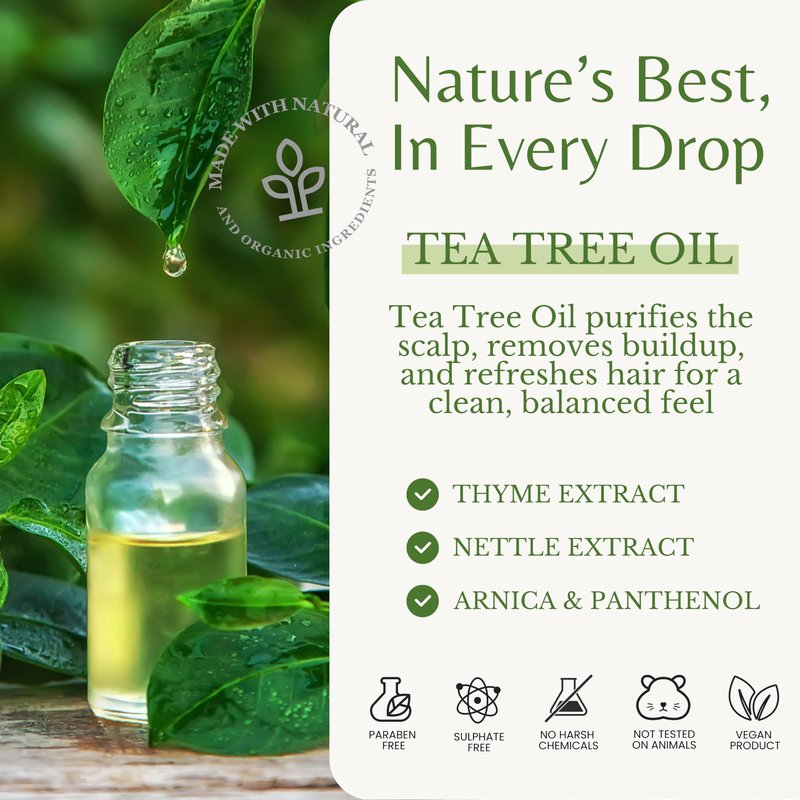 EDENIKA BOTANICALS Tea Tree Oil Shampoo, Deep Cleansing for Buildup & Oily Scalp, Soothes Itchy Scalp & Refreshes Hair, Sulfate Free, Women & Men, Natural Shampoo, 16 fl oz