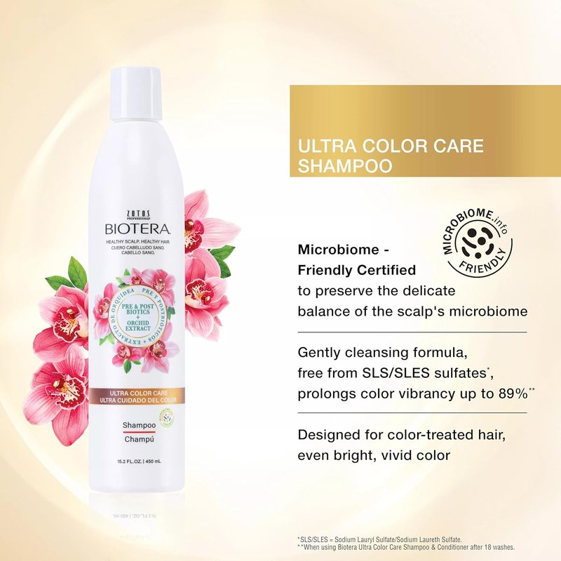 Biotera Ultra Color Care Shampoo - Prolongs Vibrant Color-Treated Hair | Vegan & Sulfate-Free | 12 oz