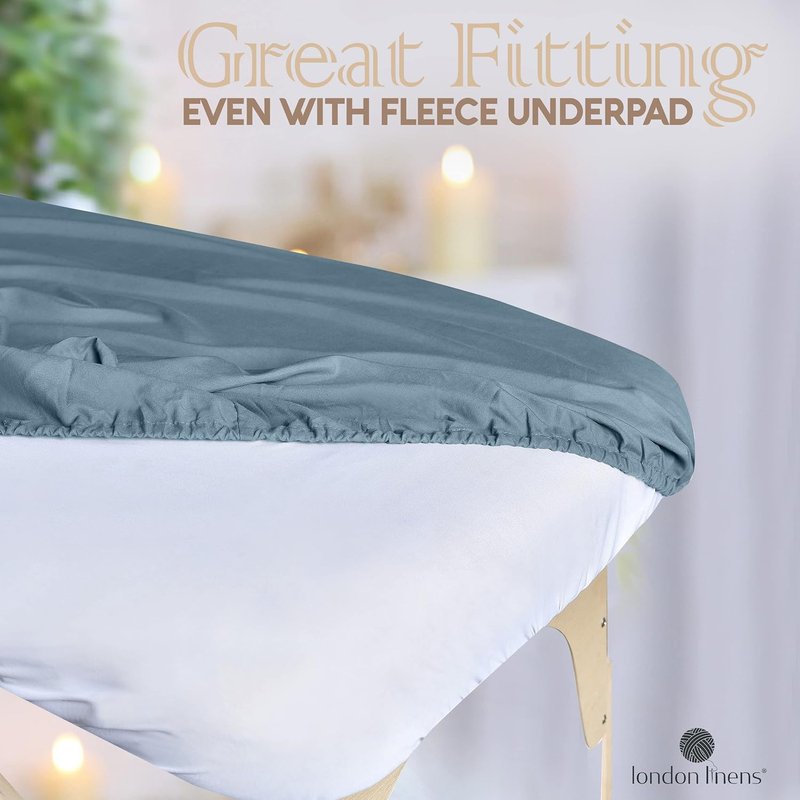 London Linens Soft Microfiber Massage Table Sheets Set 3 Piece Set - Includes Massage Table Cover, Massage Fitted Sheet, and Massage Face Rest Cover (Light Blue)