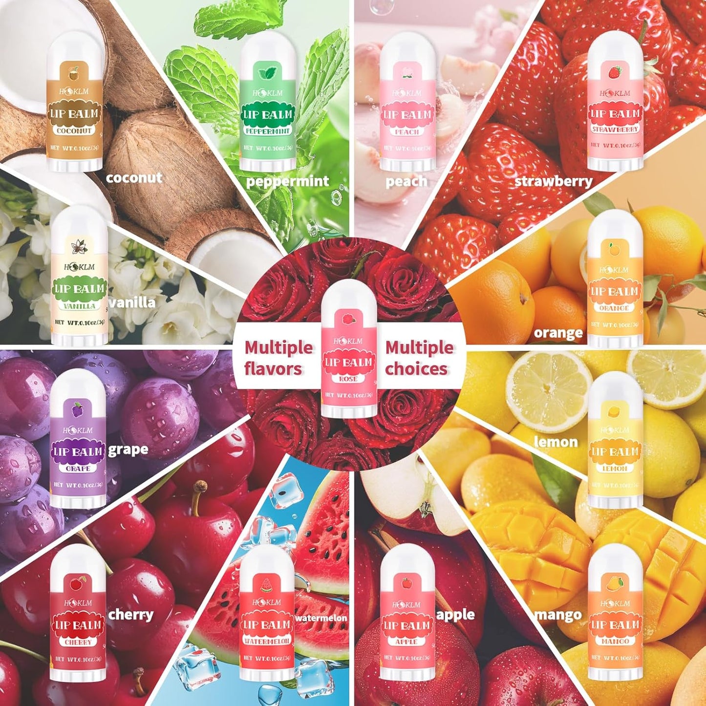 Skiennix Mini Lip Balm 50 Pack - Natural Moisturizing Lip Balms with Vitamin E & Coconut Oil | 13 Flavors for Party Favors & Gifts