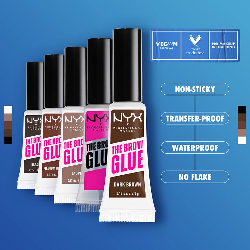 NYX PROFESSIONAL MAKEUP The Brow Glue, Extreme Hold Tinted Eyebrow Gel - Dark Brown