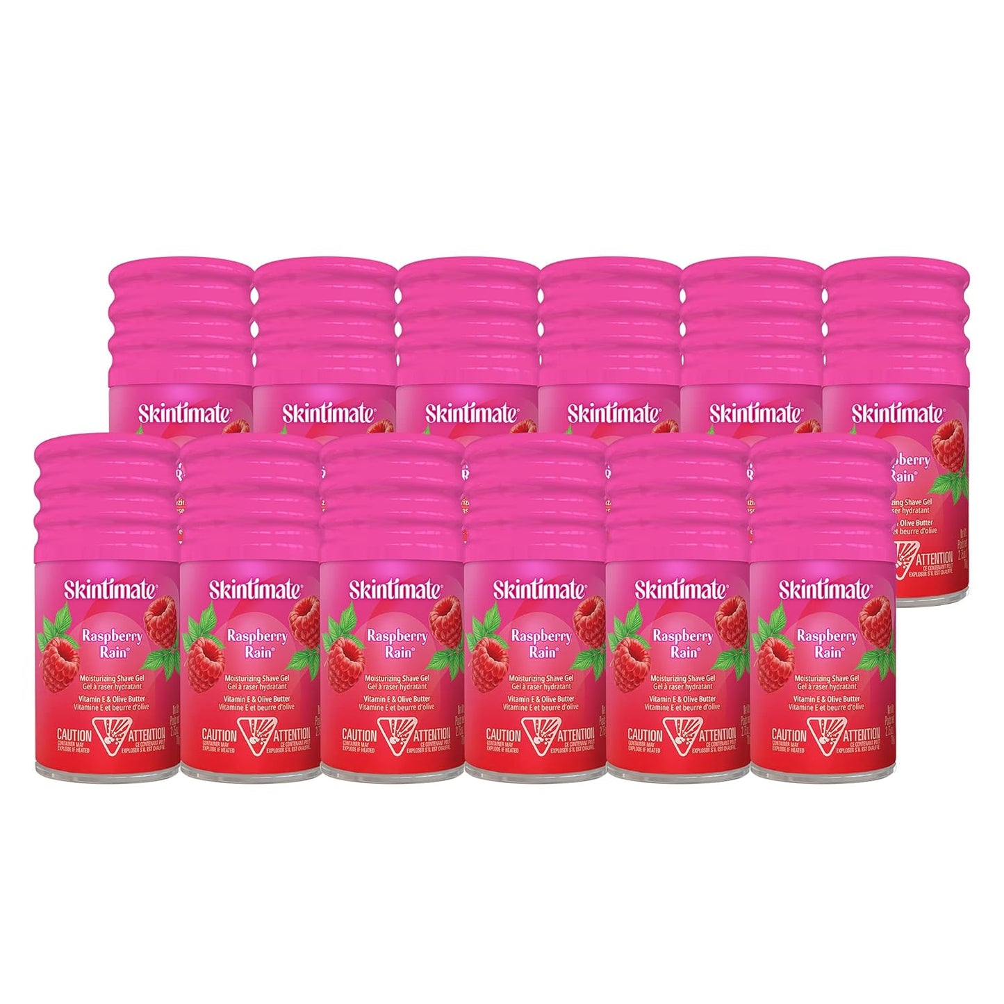 Skintimate Moisturizing Shave Gel for Women - Raspberry Rain with Vitamin E & Olive Butter | 2.75 Ounce (Pack of 12)