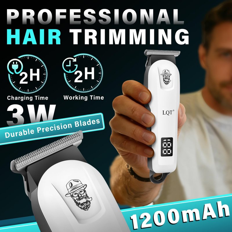 LQT Hair Clippers for Men Rechargeable Cordless Beard Trimmer & Electric Shaver, Hair Cutting Kit with LCD Display Gift for Dad, Husband, Men