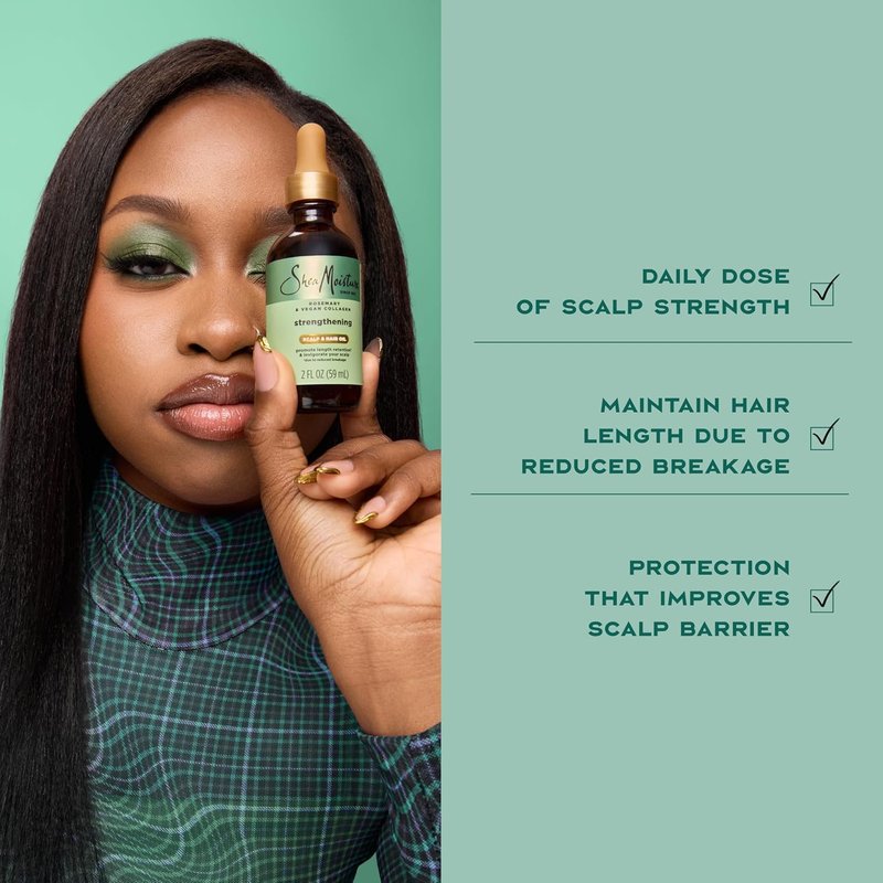 Shea Moisture Strengthening Scalp & Hair Oil - Rosemary & Vegan Collagen | 2 Fl Oz for Scalp Protection & Hair Strengthening