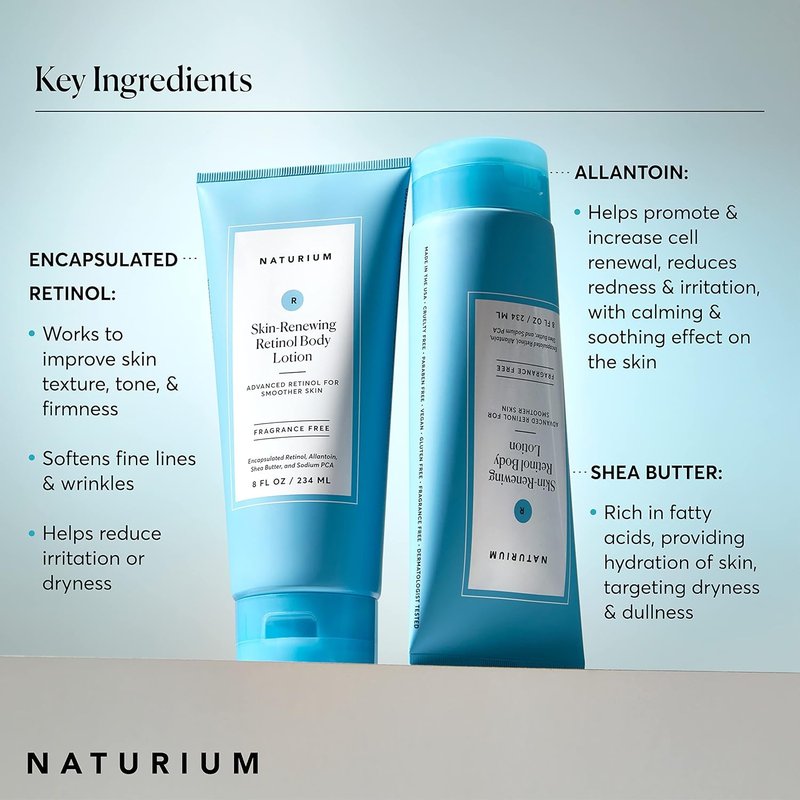 Naturium Skin-Renewing Retinol Body Lotion - Advanced Firming Anti-Aging Moisturizer with Shea Butter | 8 oz