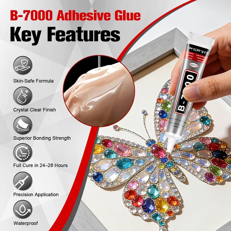 B7000 Glue - High Strength, Flexible Waterproof Adhesive | 15ml 10-Pack for Jewelry & Crafts