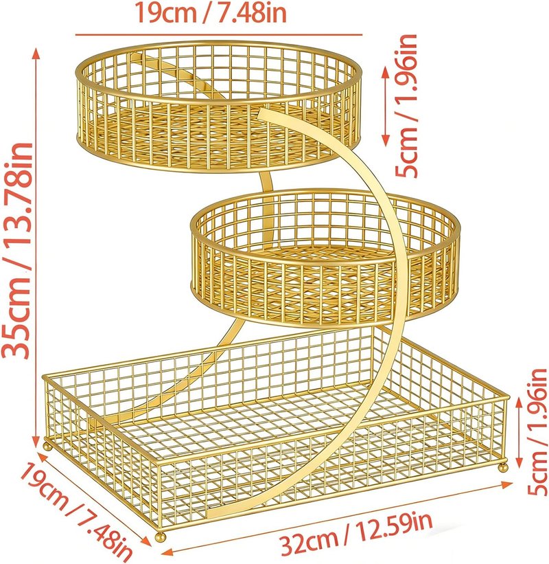 BCWW Makeup Organizer - 3-Tier Countertop Storage for Cosmetics & Skincare | Elegant Gold Finish