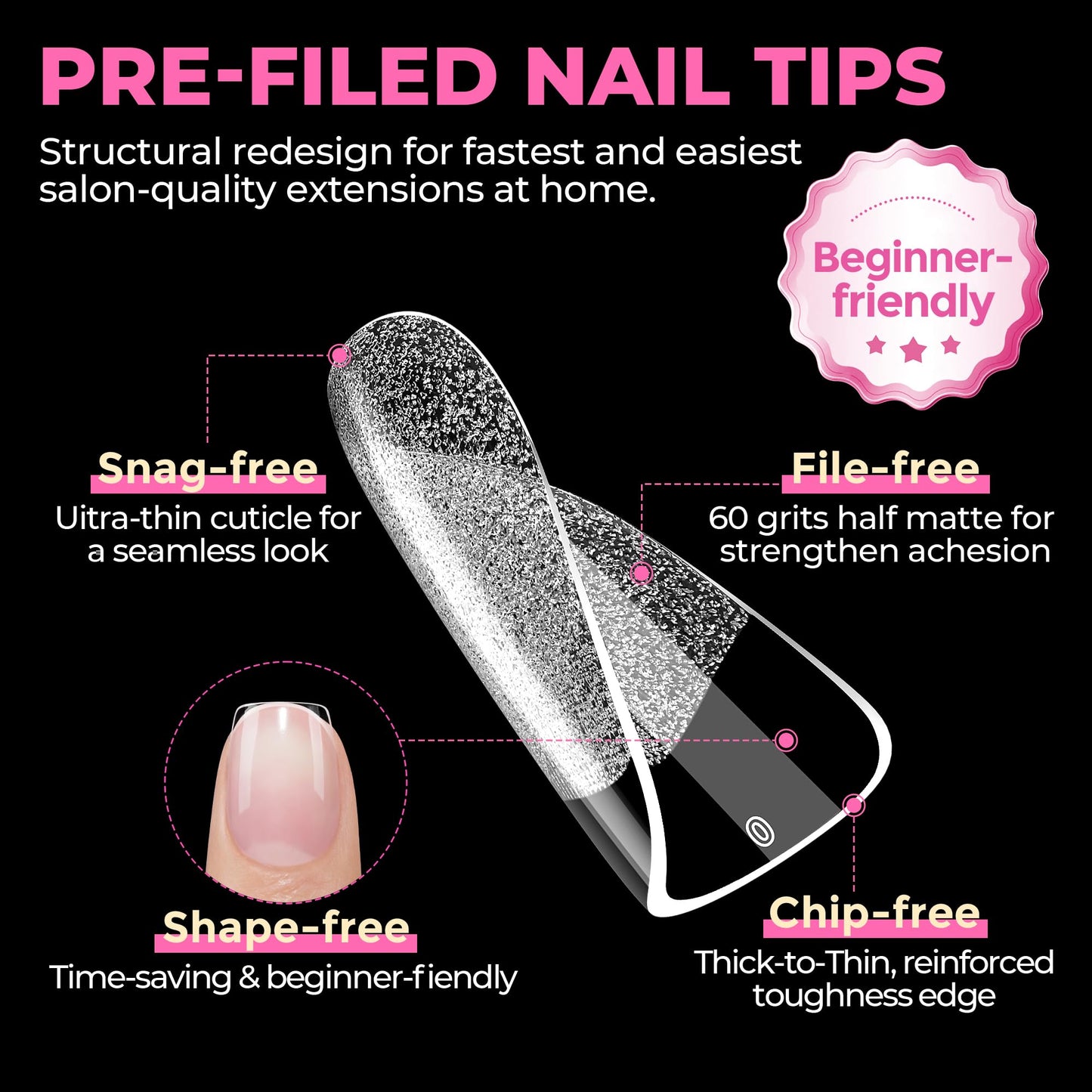 UNA GELLA Short Square Nail Tips Squoval 504PCS Pre Etched Extra Short Soft Gel Fake Nails Tips for Women DIY Squoval Press On Nails Extension French Style Salon Full Cover Acrylic Tips 12 Sizes