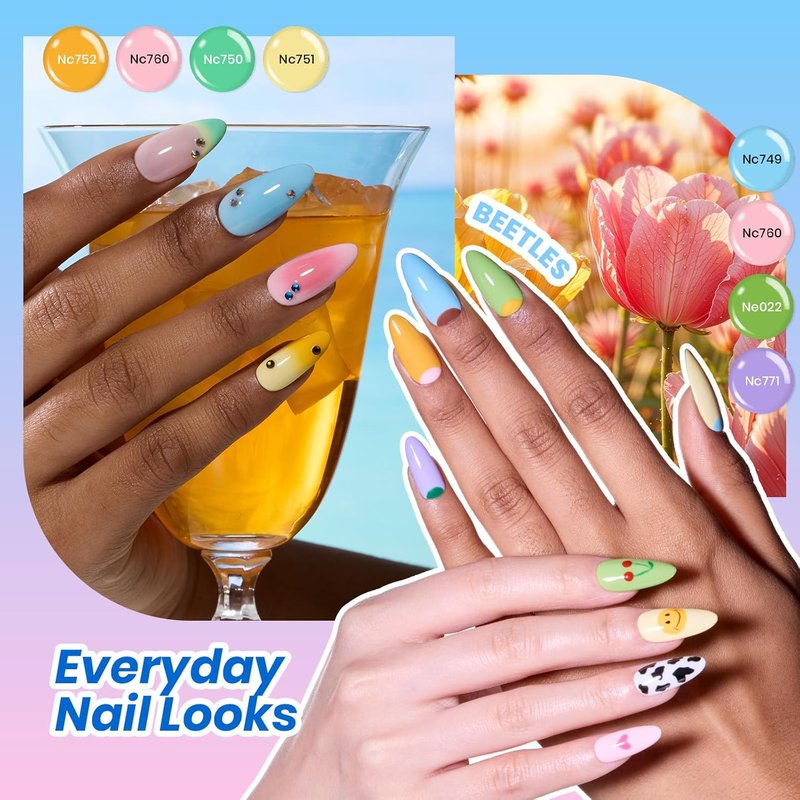 Beetles Gel Nail Polish Kit - 20 Vibrant Colors with UV Light | TPO & HEMA Free Base & Top Coat for DIY Nail Art