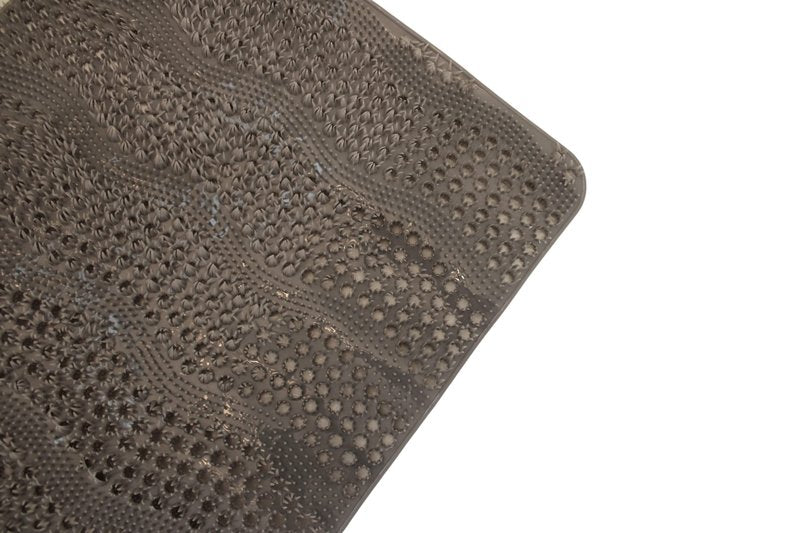 Dependable Industries Inc. Essentials Velvet Grass Bathmat Textured Spa Quality Foot Scrubber Bathroom Tub & Bath Mat Anti-Slip 27" x 15" (Gray)