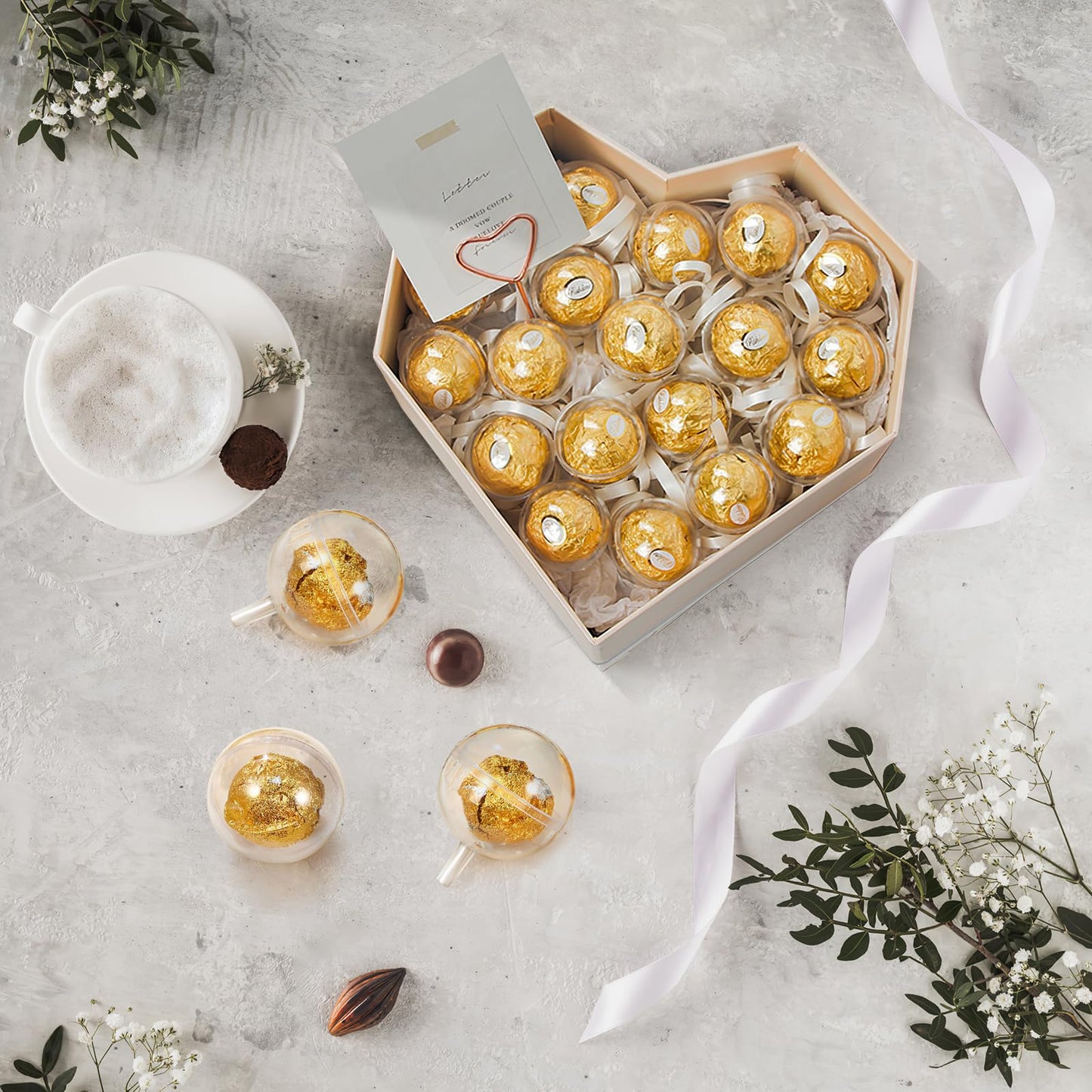 100Pcs Clear Chocolate Holder Ball: Candy Packaging Case for Bouquet Round Chocolate Box Candy Wrappers Holders Decoration Round Truffle Holder Flower Packaging Support Wedding Valentine's Day