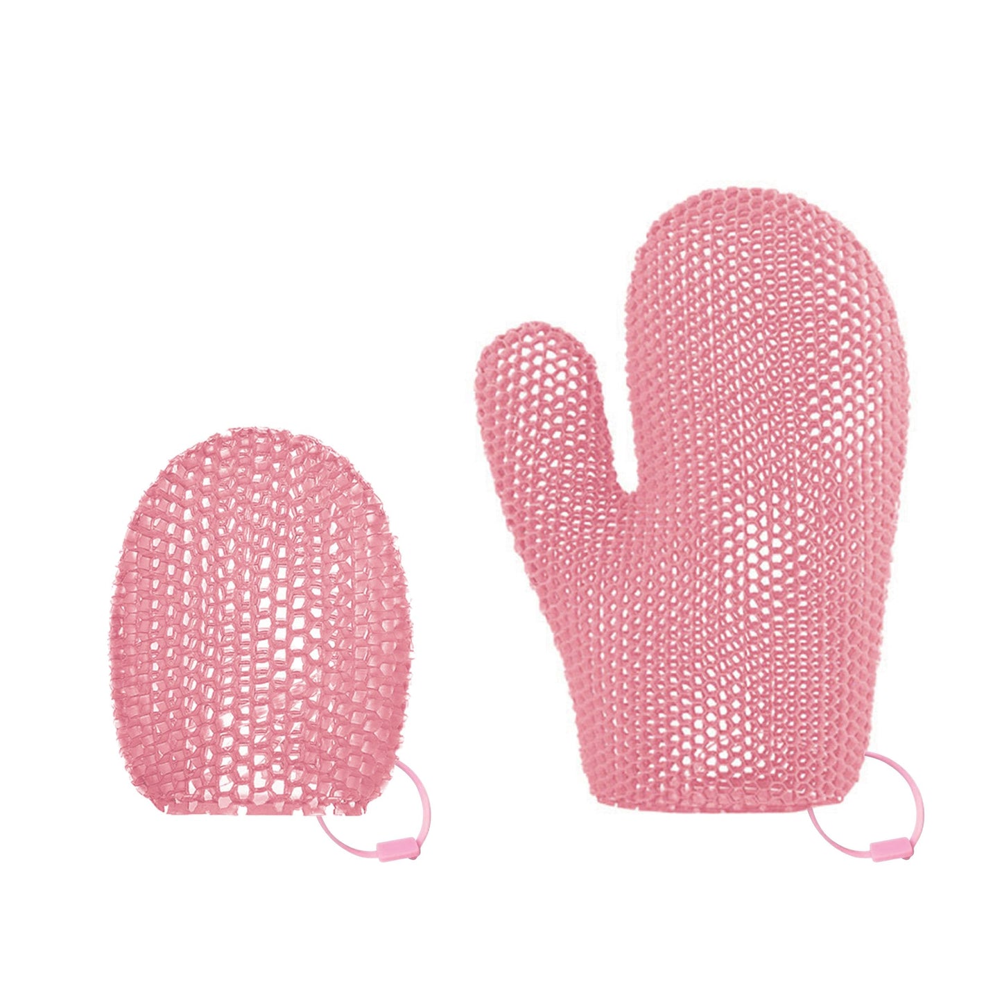 Veinvify 2 Pcs Honeycomb Exfoliating Mitten Set Bath Mitt Honeycomb Face and Body Scrubber Shower Glove for Cleaning Body Shower Face Skin Beauty Spa Quick Drying Pink