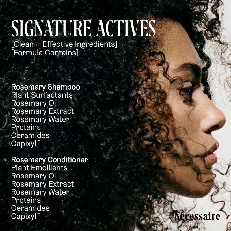 Nécessaire Rosemary Hair Duo | Multi-Protein Strengthening Rosemary Shampoo and Conditioner Set For Thinning Hair. For Women + Men. Free Of Sulfates. Color-Safe. 250 ml / 8.4 oz