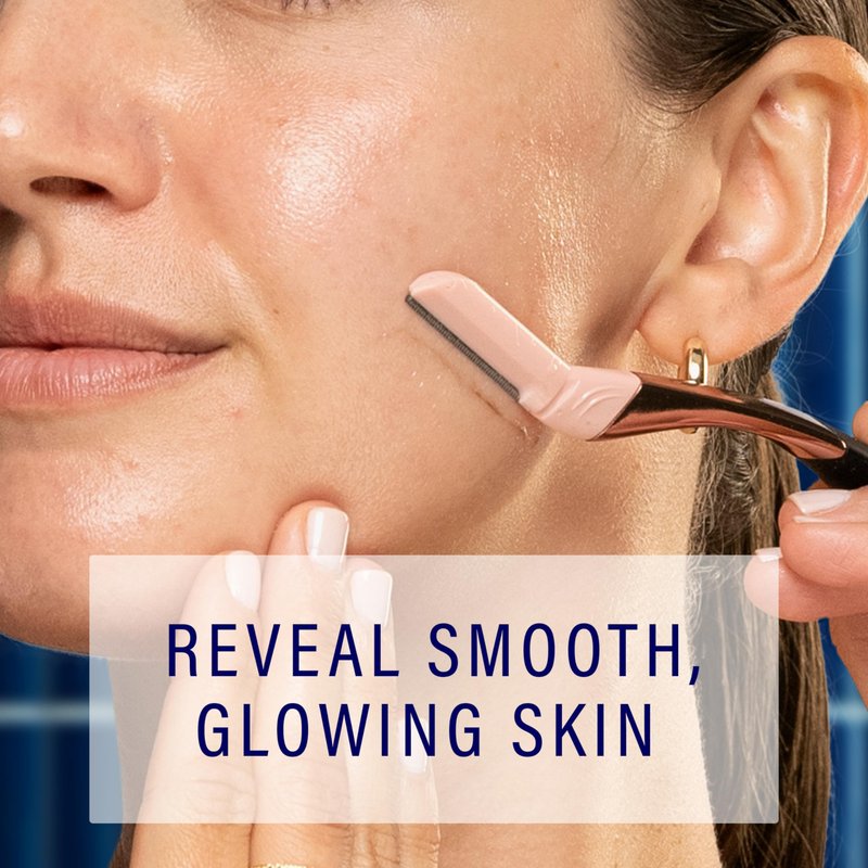 Schick Hydro Silk Dermaplaning Wand, Dermaplaning Tool for Face | Dermaplane Razor for Women Face, Eyebrow Razor, Peach Fuzz Remover, Includes 1 Weighted Metal Handle with 3 Refill Blades