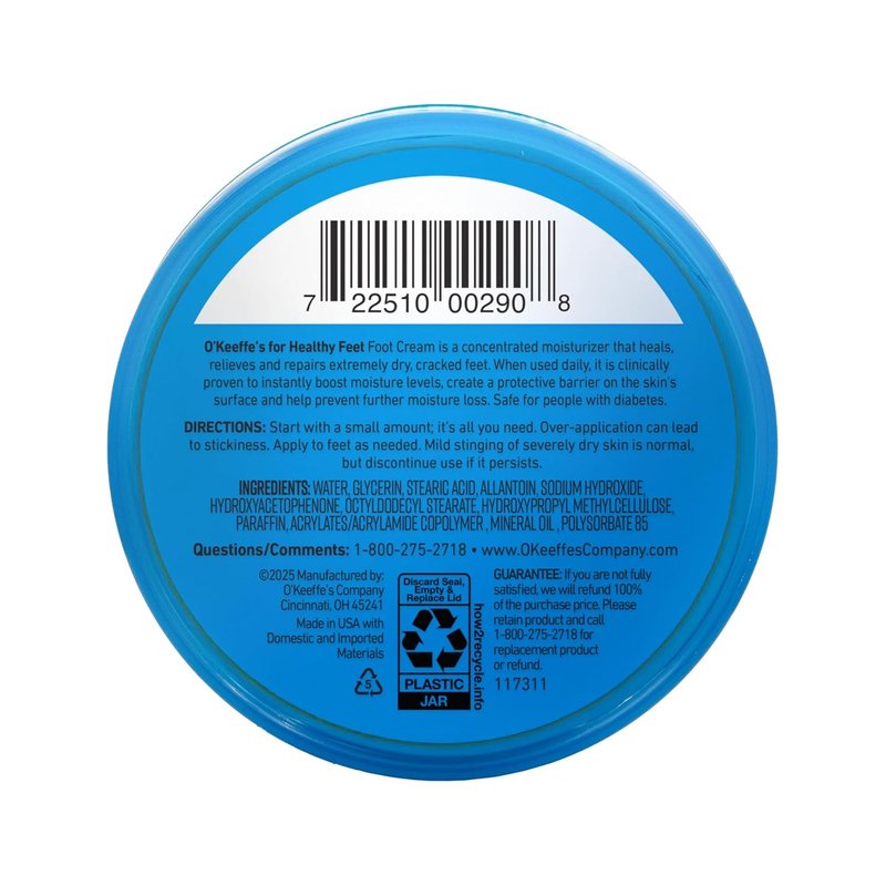 O'Keeffe's Foot Cream - Guaranteed Relief for Extremely Cracked, Dry Feet - 6.4 oz Jar (2 Pack)