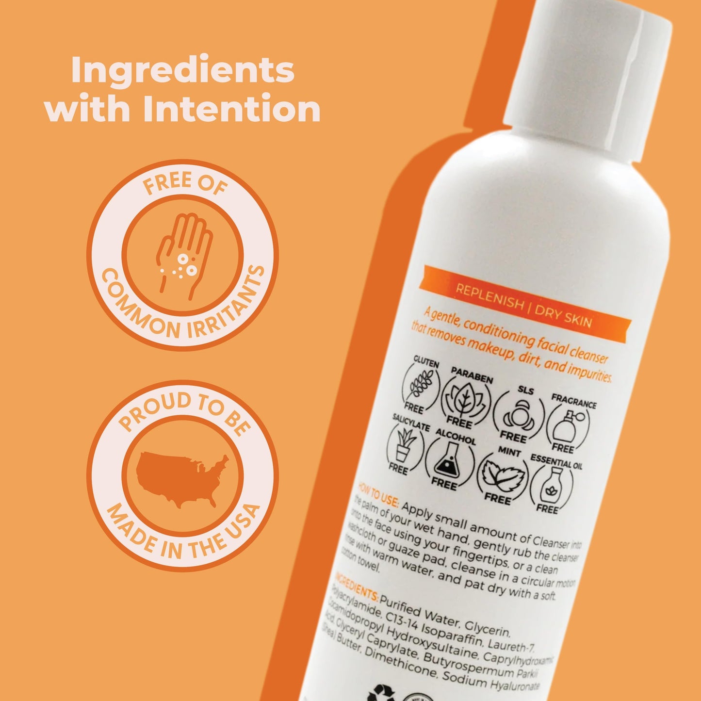 Cleure Gentle Face Cleanser for Dry Sensitive Skin - Hydrating Daily Lotion Cleanser, Non-Greasy, pH Balanced w/Shea Butter & Sodium Hyaluronate, Fragrance Free (8 oz, 1 Pack)