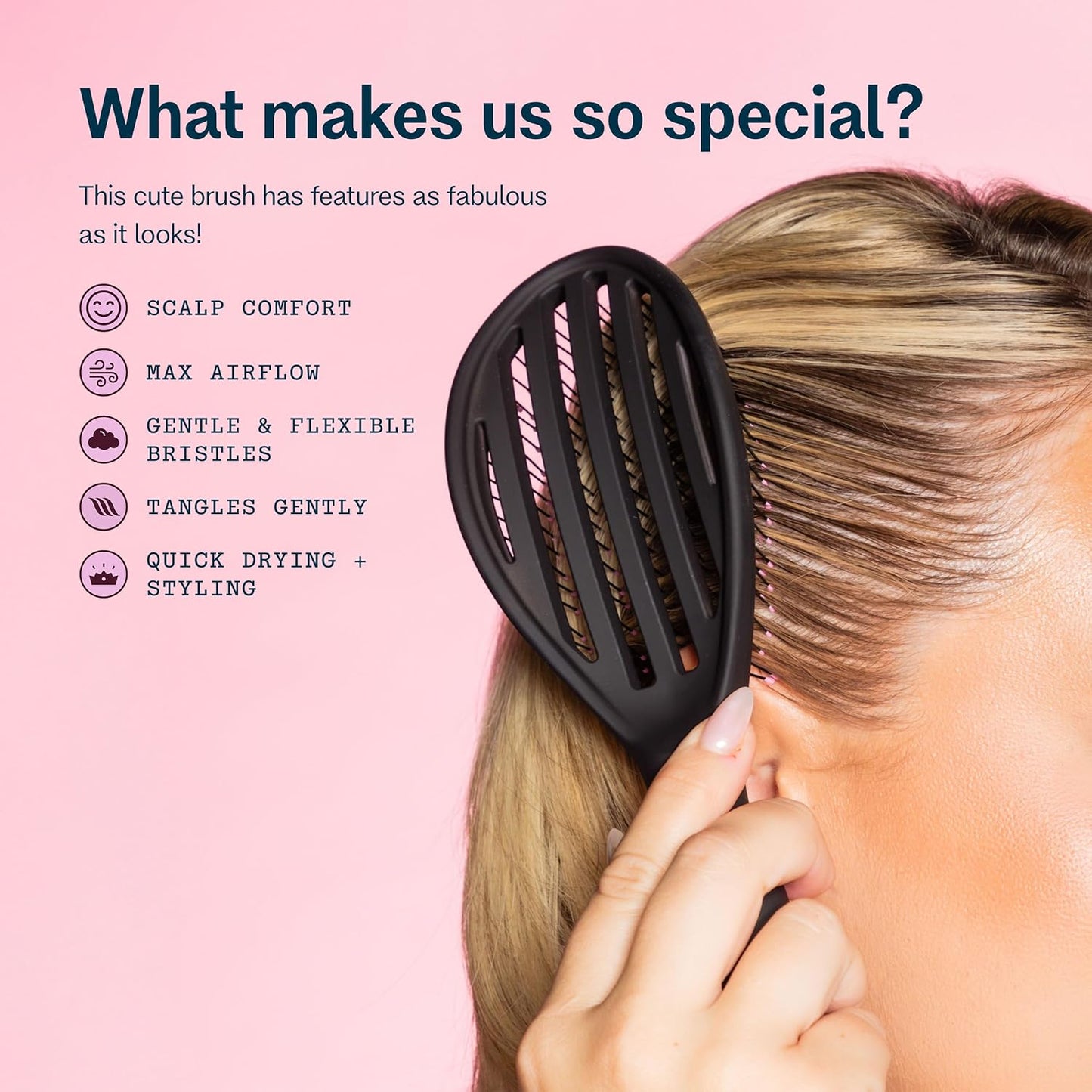 Vented Detangling Brush - Quick-Dry, Heat-Resistant Design for Healthy Hair | Ideal for Thick or Thin Locks