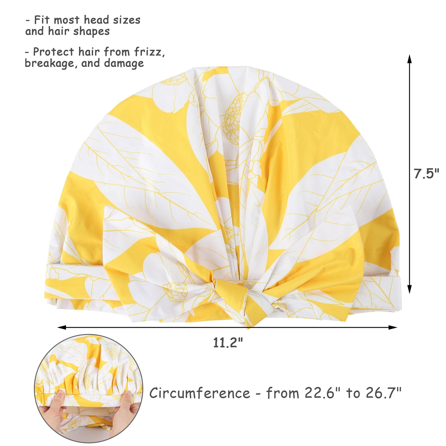 YANA Shower Cap for Women - Waterproof, Reusable Shower Cap for Shower, Bath, Swim
