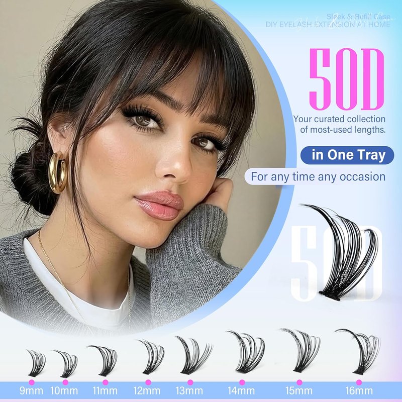 Pawotence Lash Clusters - 200pcs 50D Individual Eyelash Extensions | Self-Application 9-16mm