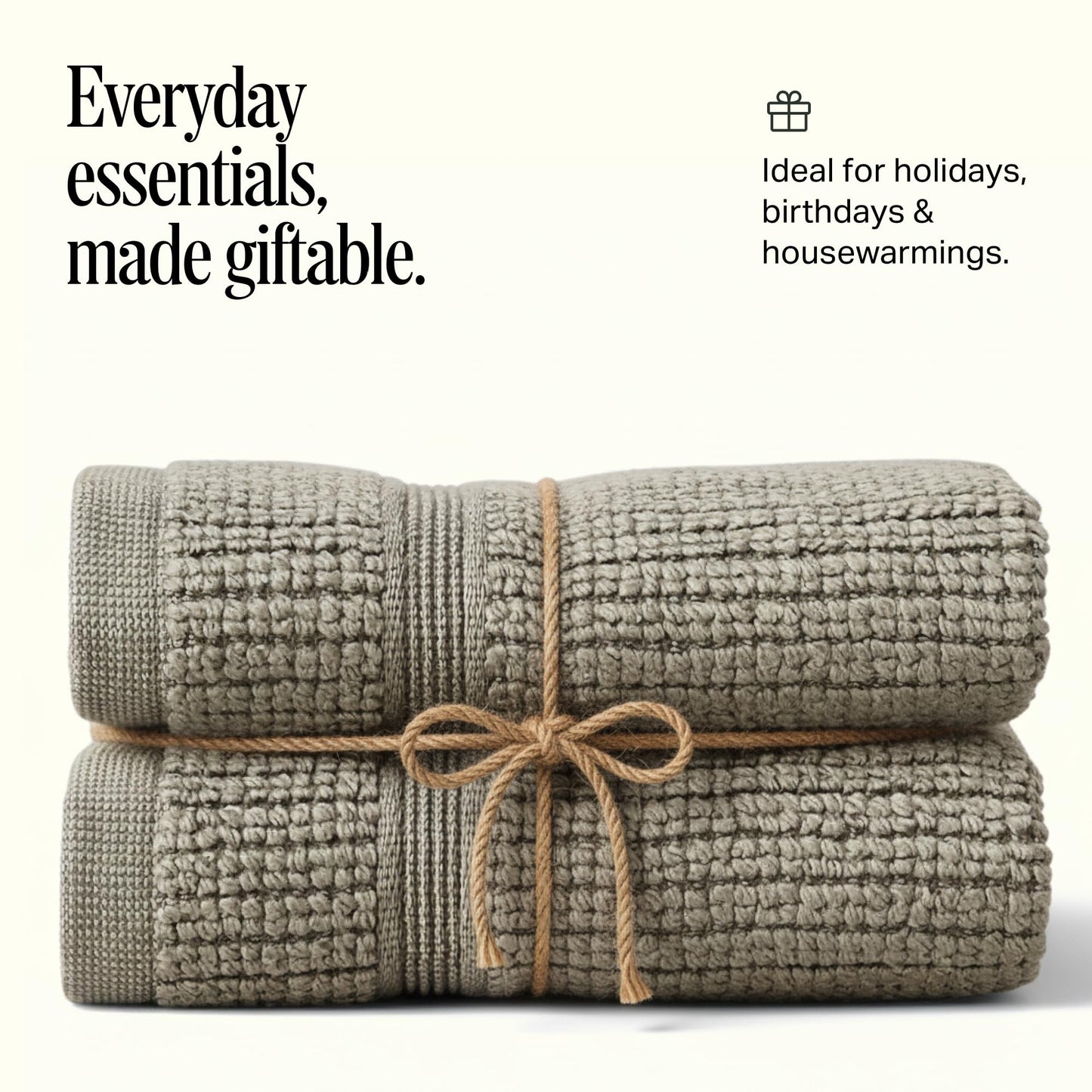Preston Lane Douro Washcloth Set – 2 Pack Luxury Cotton Towels, Ultra Soft & Absorbent, Quick-Dry Spa-Quality Bathroom Towels, Made in Portugal, Eucalyptus 12 x 12