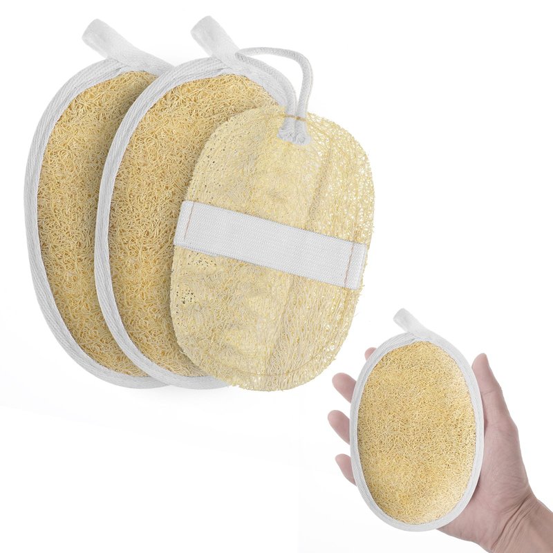 Nogeqi 3pcs Natural Loofah,Natural Loofah Sponge,Exfoliating Body Scrubber,Luffa Sponges,Egyptian Loofahs,Shower Sponge for Body,Back Scrubbers for Use in Shower for Man and Woman(Large Small)