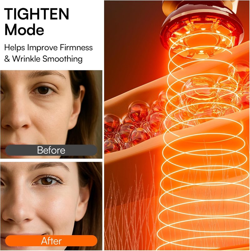 INIA 3-in-1 Red Light Therapy Device - Face & Neck Beauty Tool for Puffiness & Skin Firming (Black)