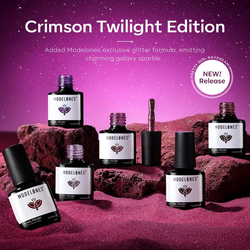 modelones Gel Nail Polish Set 6 Colors Winter Dark Red Burgundy Brown Purple Glitter Gel Nail Polish Color Changing Sparkle Shimmer Polish Kit Soak Off UV Nail Art DIY Salon Gifts For Women Girl