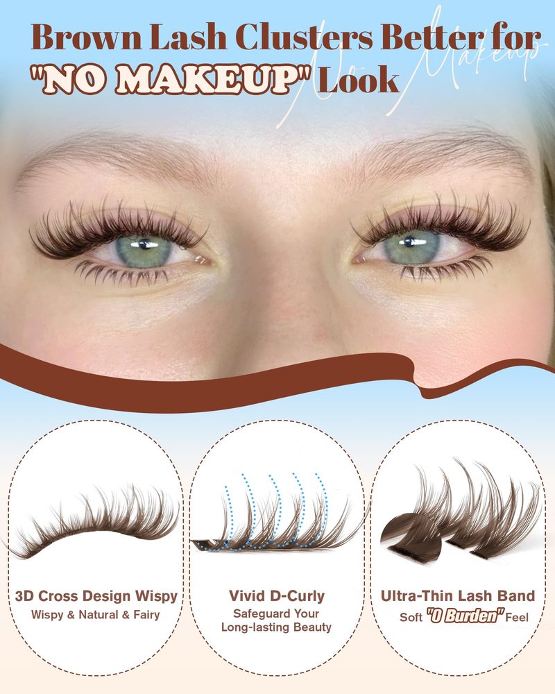 Brown Lash Clusters With Bottom Eyelash Clusters Natural Look Cluster Eyelash Extensions 300Pcs Brown Wispy Lash Clusters D-Curly Individual Lashes 10-16MM by Zegaine