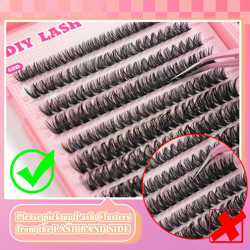 Lash Clusters Kit, 560 Pcs Eyelashes Clusters Kit 9-16mm Individual Lash Extension Kit D Curl Fluffy Wispy False Eyelashes (50D+60D New, Lash Clusters Kit)