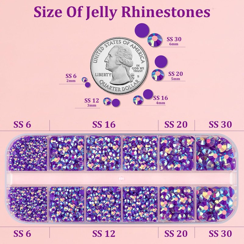 Resin Rhinestones for Crafting with 3Pcs 10ml B7000 Jewelry Glue, 2 Boxes Dark Purple AB Flatback Gems Crystals Diamond for Bedazzling Crafts DIY Nail Art Makeup,Gems for Clothing Tumblers Shoes