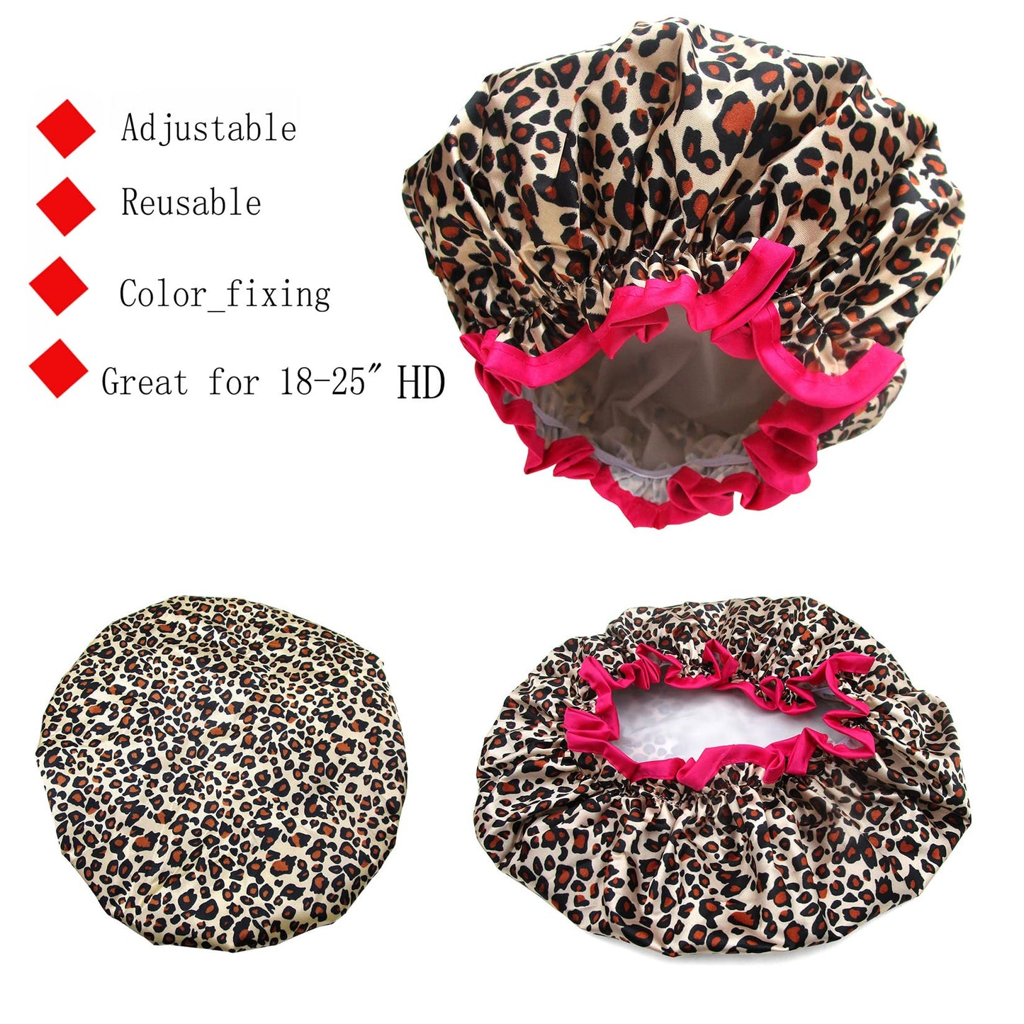 ZKLLGHE Shower Cap for Women,1 Pcs Shower Hat Waterproof-Double Layer-Reusable Elastic Bath Caps for Girls Spa Home Use,Hotel and Hair Salon …
