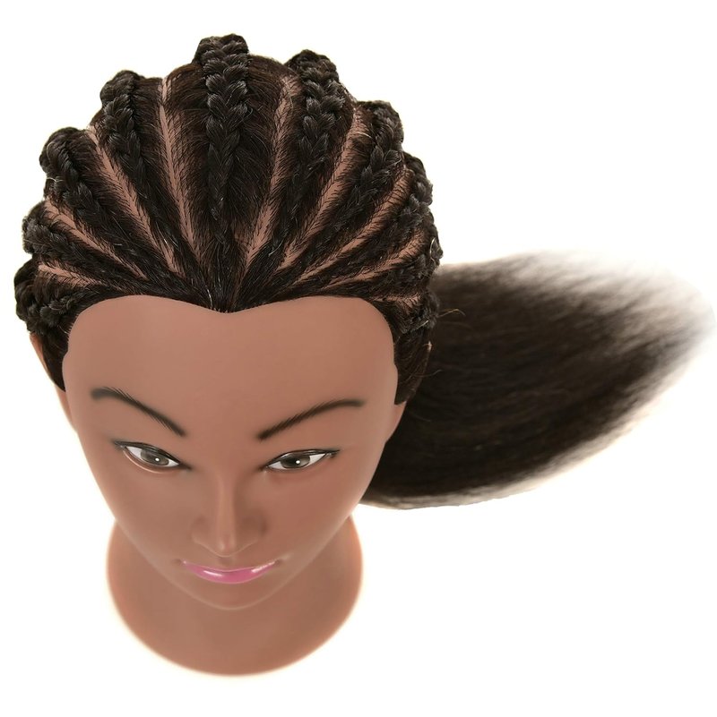 Skiennix 100% Human Hair Mannequin Head - Ideal for Hairdresser Practice & Braiding | Includes Stand
