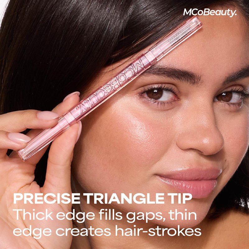 MCoBeauty XtendBrows Shape & Sculpt Brow Pencil - Medium To Dark - Natural Look Eyebrow Filler Pen with Triangle Tip & Spoolie - Long-Wearing Definer for Fuller Natural Brows - Vegan & Cruelty Free