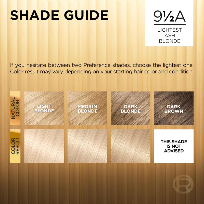 L'Oreal Paris Superior Preference Luminous Fade-Defying Permanent Hair Color, Hair Dye For Up to 9 Weeks of Radiance, Lightest Ash Blonde 9.5A, 1 Hair Dye Kit