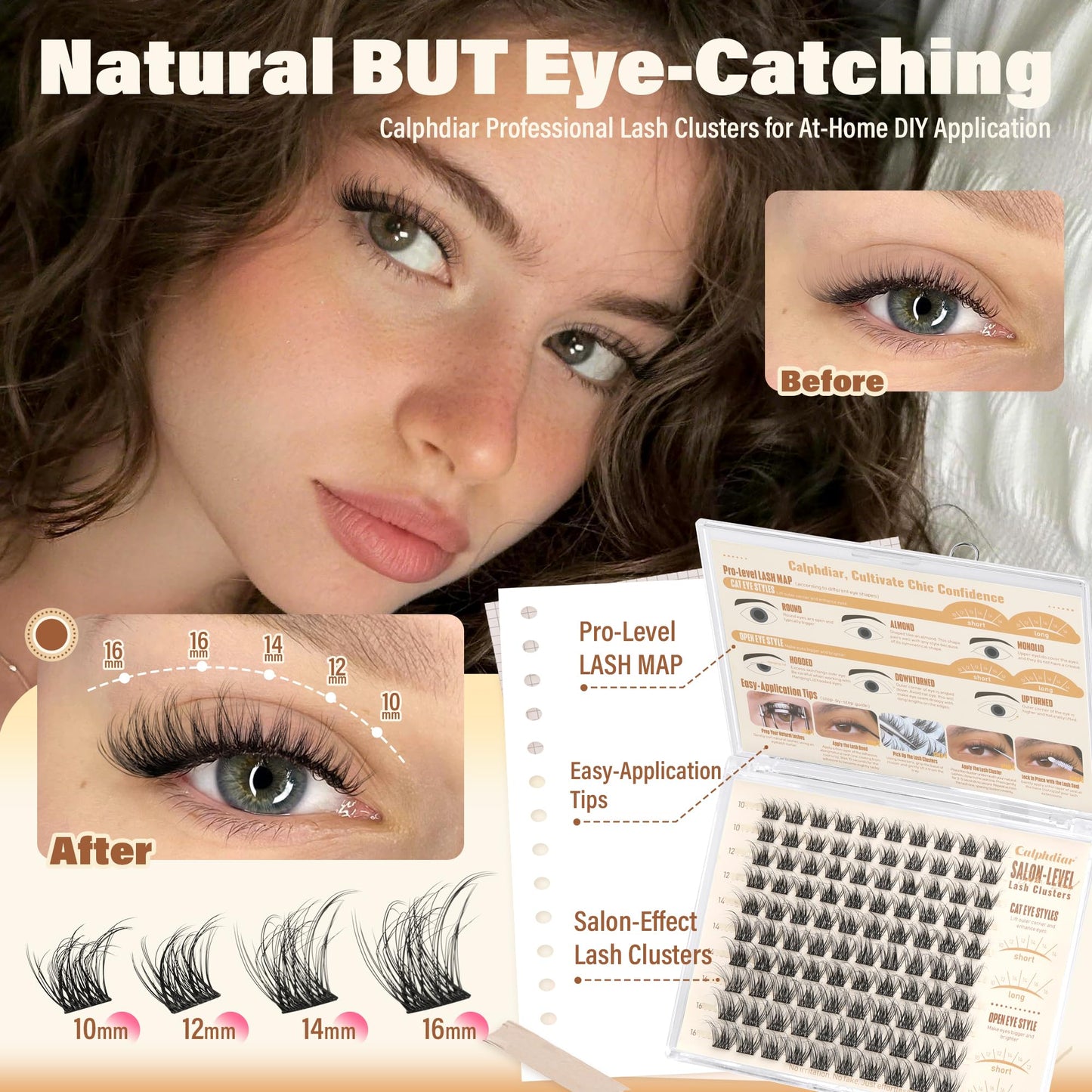 Wispy Lash Clusters Fluffy Eyelash Clusters Natural Spider Lashes Clusters D Curl Cluster Eyelash Extensions Individual Lashes 10-16mm Eyelashes Cluters DIY Soft Glam Lash Extensions