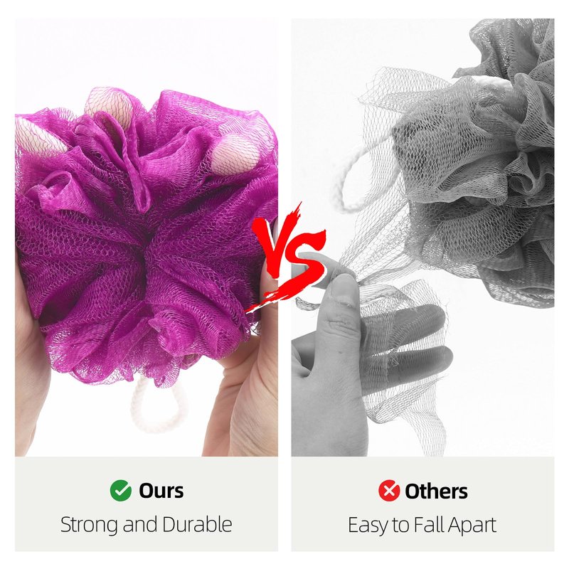 BTYMS Premium Mesh Poufs (65g/pcs) Bath Sponges Shower Loofahs Exfoliating Shower Puff - Great for Body Wash Pack of 4