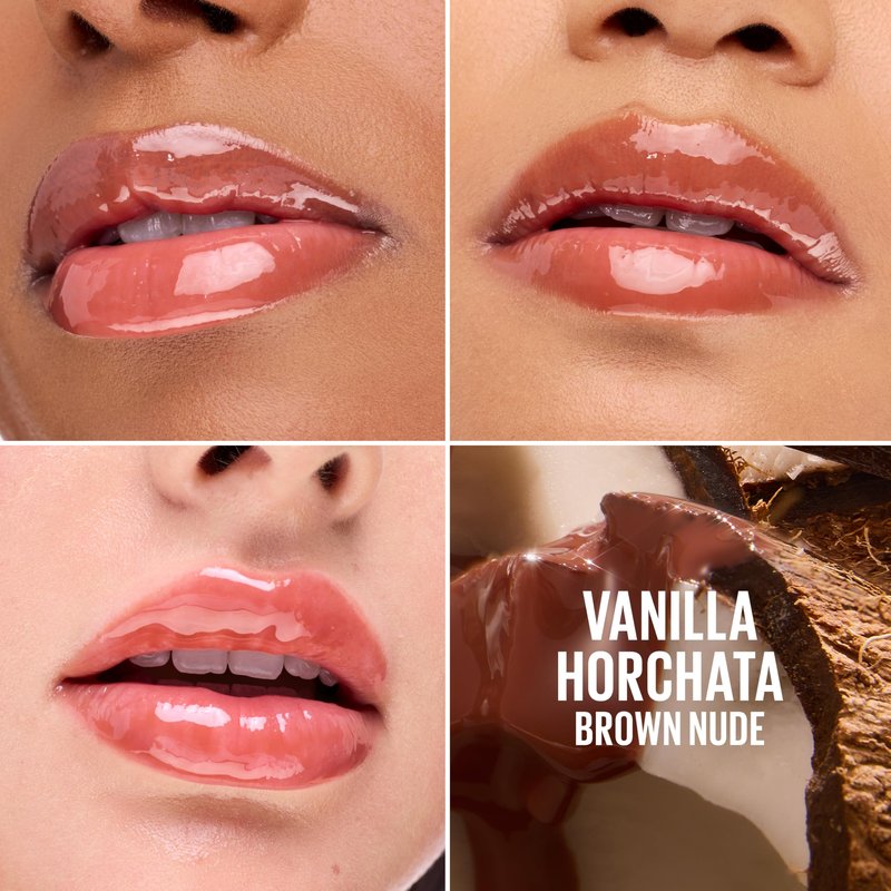 MAYBELLINE Lifter Oil-in-Gel Lip Gloss for Glassy, Bouncy Shine, Hydrating, Tinted Lip Balm and Moisturizer with Hyaluronic Acid and Passionfruit Oil, Vanilla Horchata (Brown Nude)