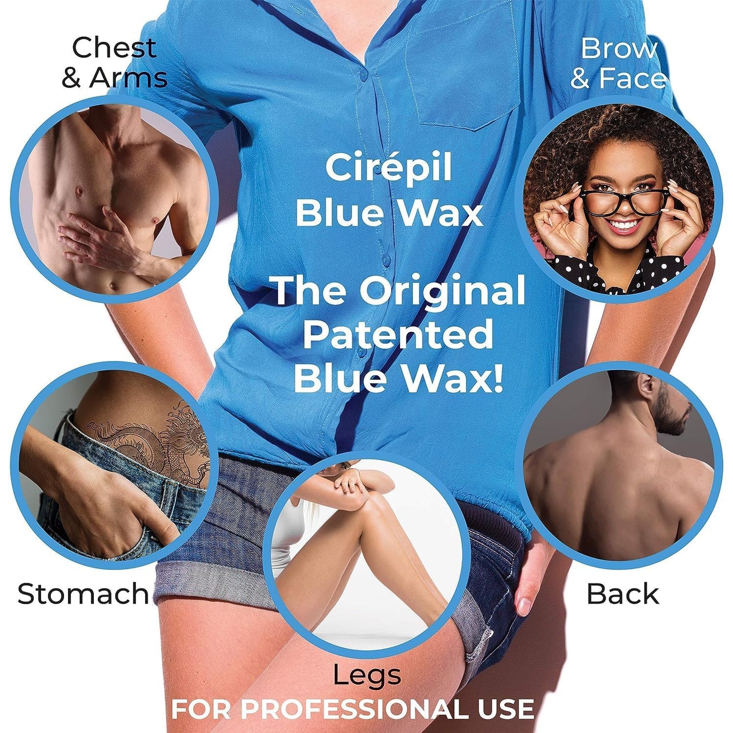 Cirepil - Blue - 400g / 14.11 oz Hard Wax Beads Bag - Face & Body Wax, Unscented & No Strip Needed - Perfect for Sensitive Skin & Brazilian Waxing - Fluid Gel Texture, Easy Hair-Removal
