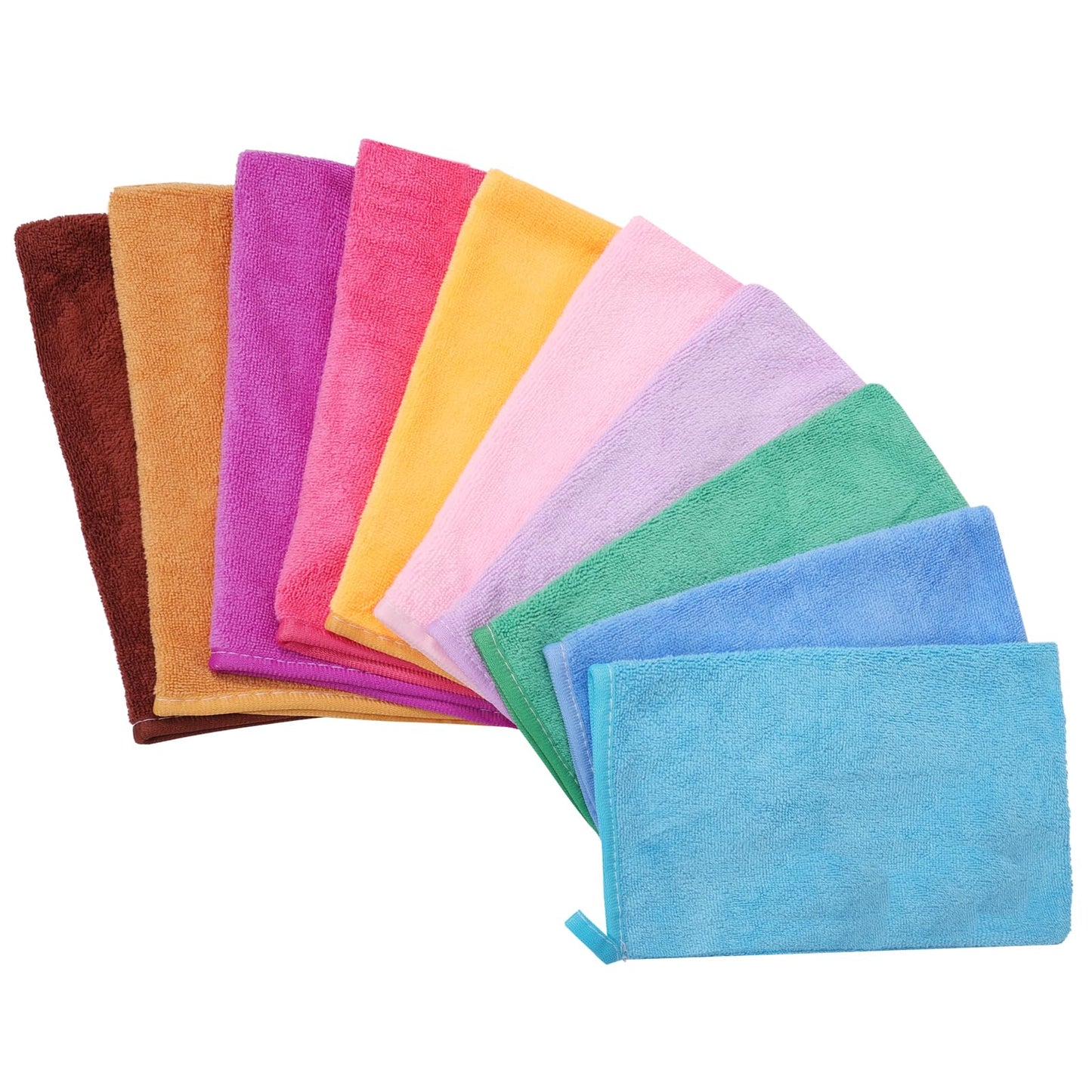 PHOGARY 10 Pack Microfibre Bath Mitts(6"x8"), European Style Washcloth Microfiber Wash Mitt, Reusable Makeup Remover Mitt Gloves Colorful Wash Cloth