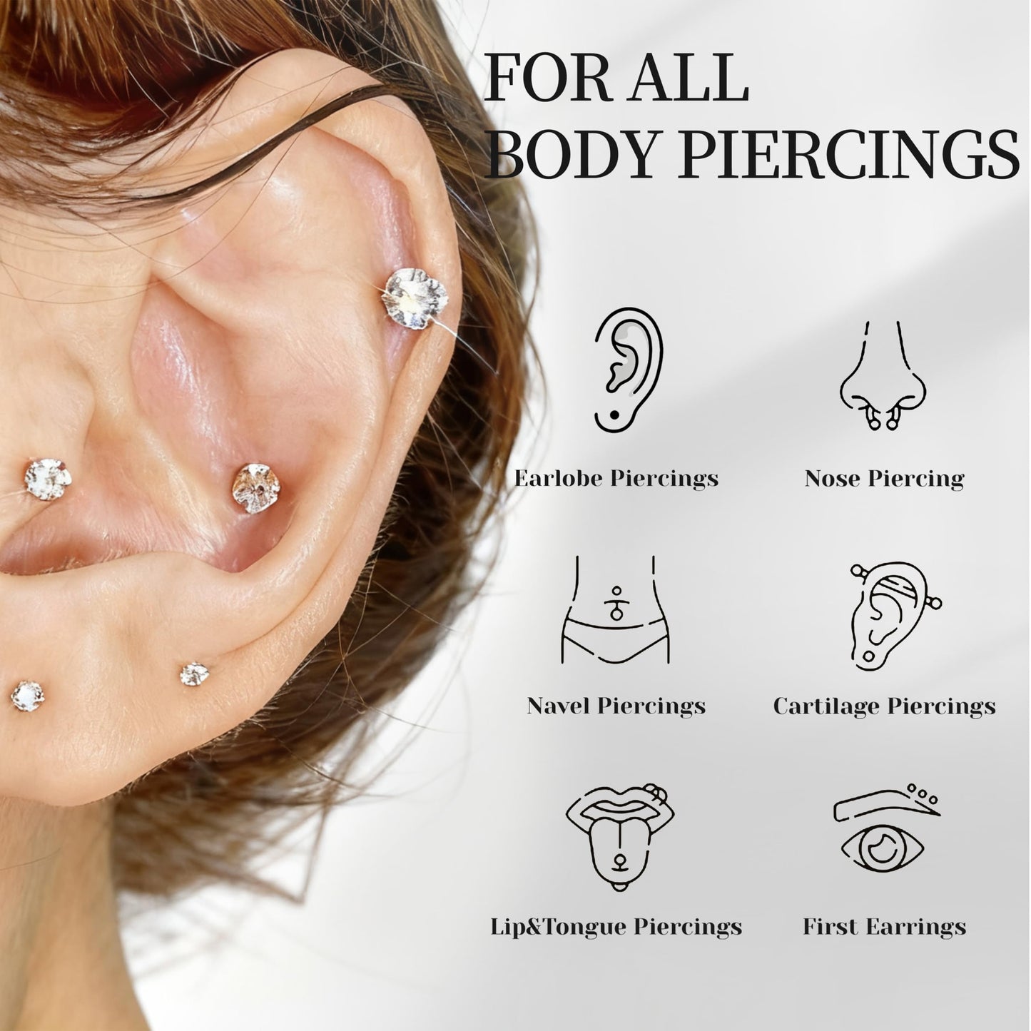 Tuffking 2PCS Piercing Aftercare Spray (4OZ) Advanced 2-in-1 Piercing Aftercare & Cleanser for Piercing Bump Keloid Removal Piercings Bumps Lip Body Nose Rings & Ear Piercing Cleaner