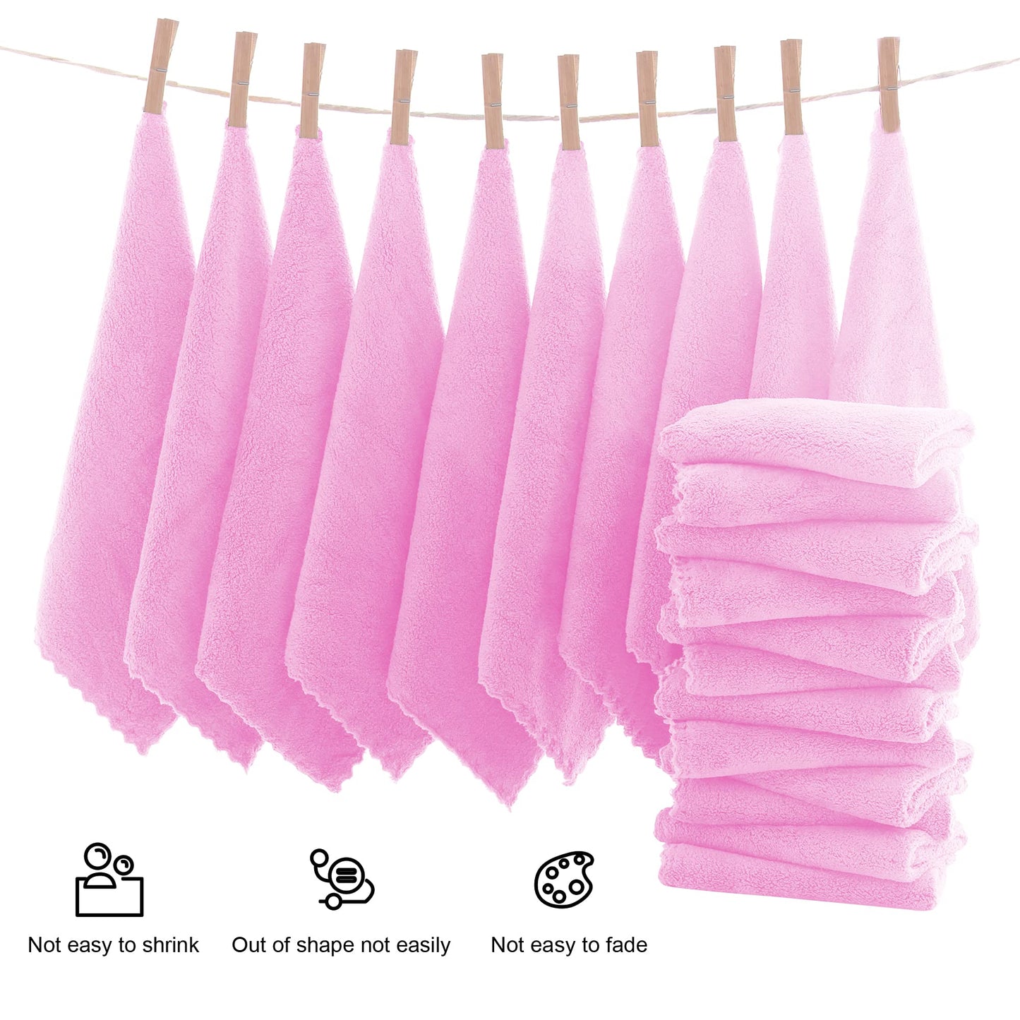MOONQUEEN Ultra Soft Premium Washcloths Set - 12 x 12 inches - 72 Pack - Quick Drying - Highly Absorbent Coral Velvet Bathroom Wash Clothes (Frozen Berry)