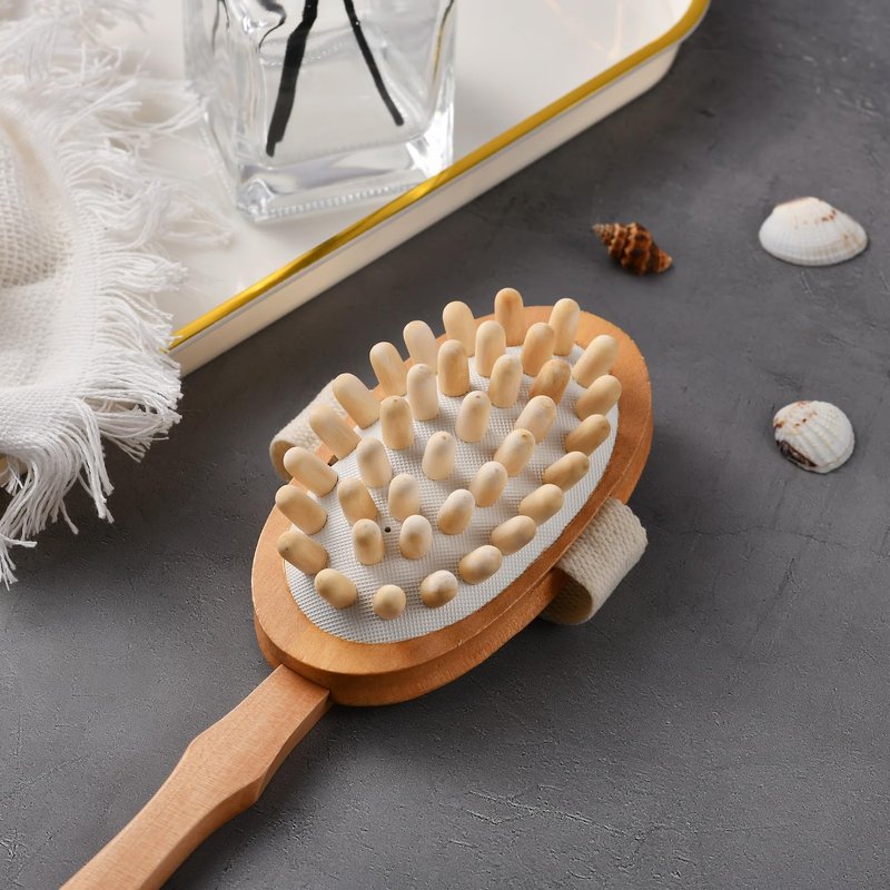 Dry Brushing Body Brush Set – Natural Bristle Spa Exfoliator Kit with Face Cleansing Brush, Long Dry Brushing Body Brush for Lymphatic Drainage & Massaging Cellulite Brush for Smooth, Radiant Skin