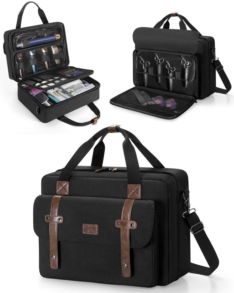 BAFASO Large Capacity Barber Carrying Case, Barber Briefcase for Clippers and Supplies (Bag Only), Black