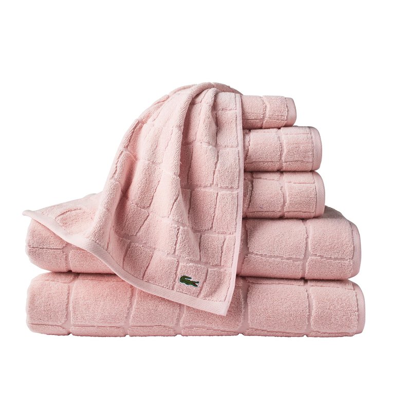 Lacoste Croc Scale 100% Cotton Towels – Highly Absorbent & Quick Drying, Premium Super Soft, Light Pink, 2 Bath Towels (30"x56"), 2 Hand Towels (16"x30"), 2 Washcloths (13"x13") 6PC Bath Towel Set