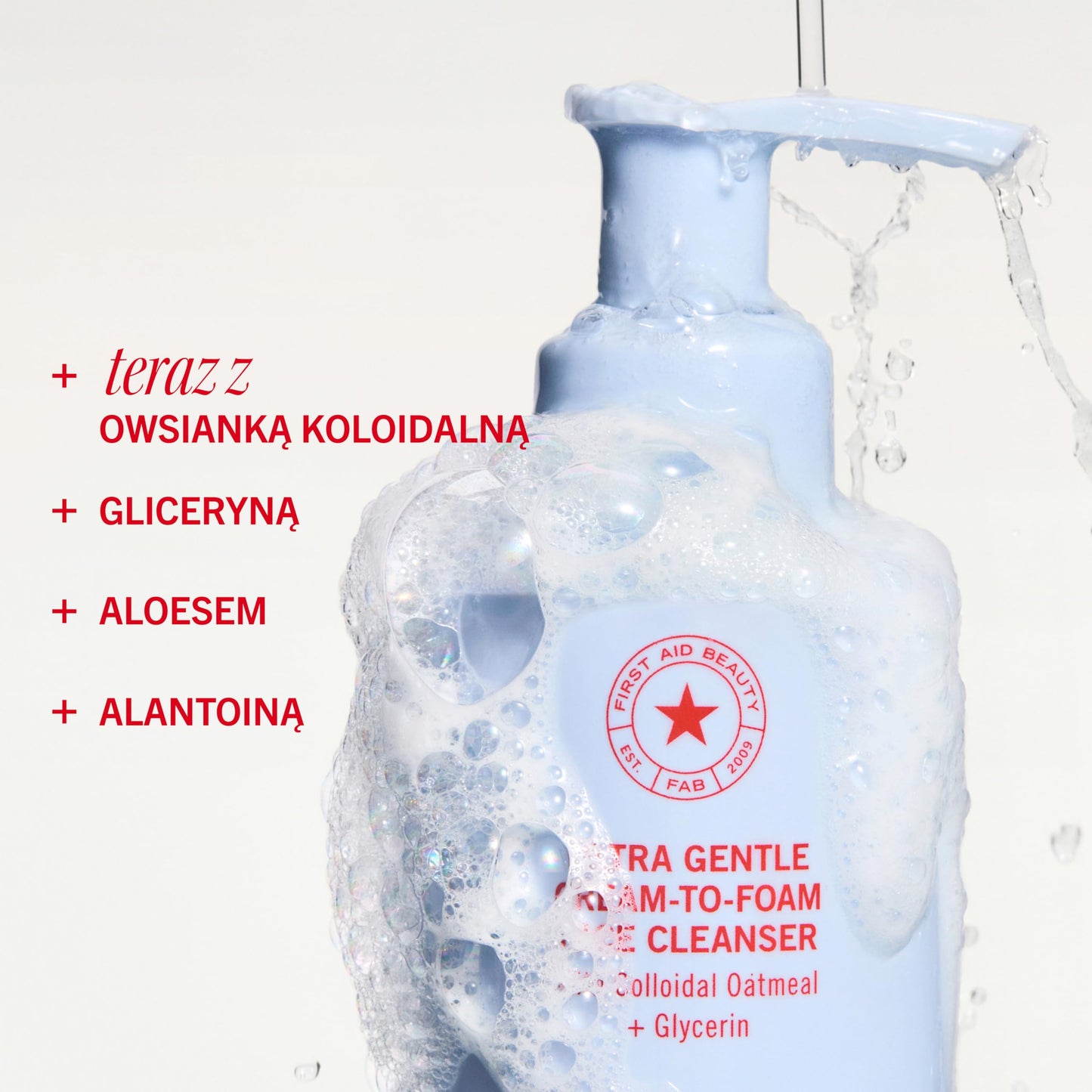 First Aid Beauty Ultra Gentle Cream-to-Foam Facial Cleanser, Fragrance Free Makeup Removing Face Wash with Colloidal Oatmeal & Glycerin, Sensitive & Acne-Prone Skin, 2 oz, Travel Size