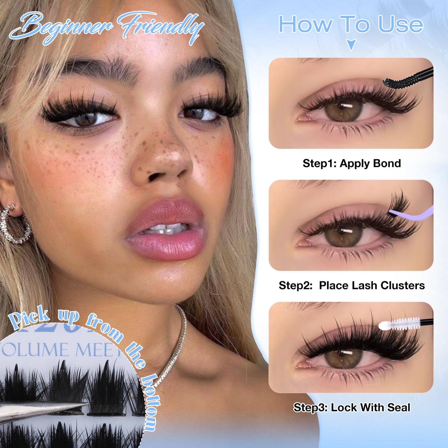 Wtvane Lash Clusters Manga Eyelash Clusters 120D Mega Volume Lash Clusters with Spikes 12-18mm Cluster Eyelash Extensions Wispy D-Curly Individual Lahes Extensions Fluffy False Lashes Eyelashes
