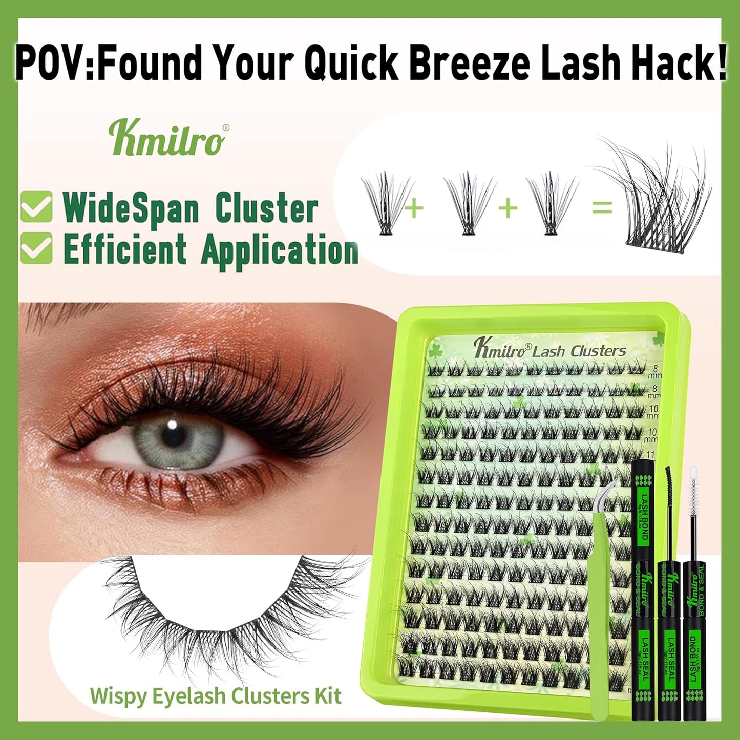 Spider Lash Clusters Kit - 154pcs C Curly Wispy Individual Lashes | 8-14mm Super Soft DIY Extensions
